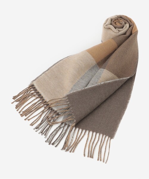 MACKINTOSH LONDON（マッキントッシュ ロンドン）の「ベビーアルパカ リバーシブルパネルチェックマフラー（マフラー・メンズ・ベージュ系その他3/チャコールグレー・FREE）」の8枚目の写真