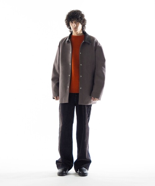 SKOOKUM × monkey time＞メルトン レザーカラ－ ジャケット グレー