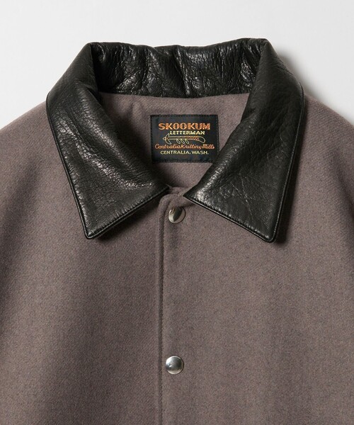 SKOOKUM × monkey time＞メルトン レザーカラ－ ジャケット グレー