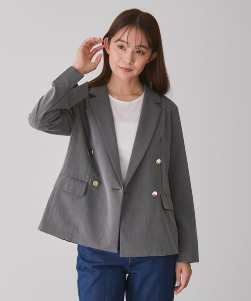 Jayro(ジャイロ)の「ダブルテーラージャケット(テーラードジャケット・レディース・キャメル/ネイビー/チャコールグレー・M)」の4枚目の写真