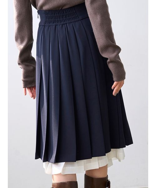 SNIDEL（スナイデル）の「プリーツレイヤードミディスカート（スカート・レディース・ベージュ/ネイビー/グレー・0/1）」の10枚目の写真