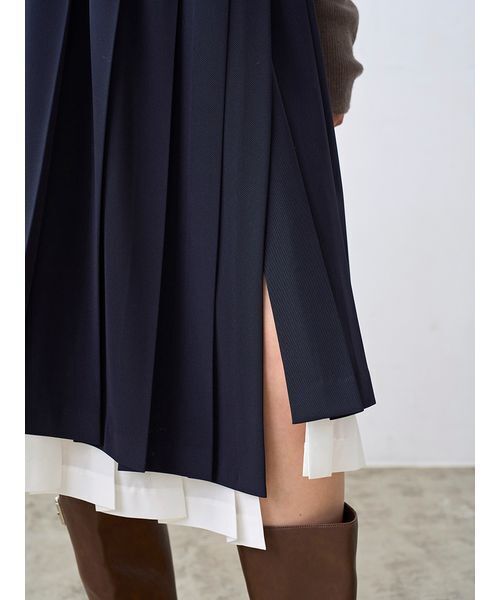 SNIDEL（スナイデル）の「プリーツレイヤードミディスカート（スカート・レディース・ベージュ/ネイビー/グレー・0/1）」の13枚目の写真