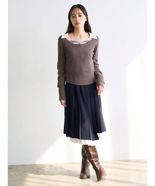 SNIDEL（スナイデル）の「プリーツレイヤードミディスカート（スカート・レディース・ベージュ/ネイビー/グレー・0/1）」の16枚目の写真