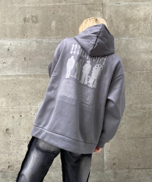lilful(リルフル)の「裏起毛フロントロゴバックプリントパーカー(パーカー・メンズ・ブラック/チャコール・F)」の8枚目の写真