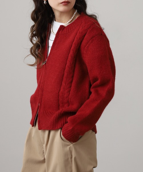 FOXEY 赤 ウール ダブル ニット ジャケット カーディガン N202 nofl】ウールニットポケット付きカーディガン（2022AW） 644002440