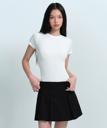 ウィメンズリブスリムフィットTシャツ[ホワイト]