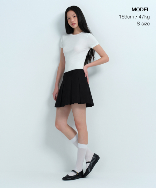 MUSINSA STANDARD WOMAN（ムシンサスタンダードウーマン）の「ウィメンズリブスリムフィットTシャツ[ホワイト]（Tシャツ/カットソー・レディース・その他・SMALL/MEDIUM/LARGE/X-SMALL）」の2枚目の写真