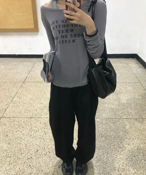 MUSINSA STANDARD WOMAN（ムシンサスタンダードウーマン）の「[クールタンダード] ウィメンズ ワンタック ワイドバンディングスラックス [ブラック]（スラックス・レディース・その他・34/32/30/31/24/25/26/27/28/29）」の7枚目の写真