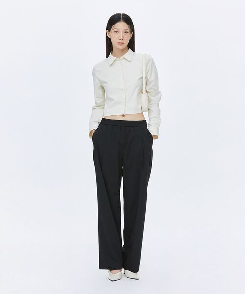 MUSINSA STANDARD WOMAN（ムシンサスタンダードウーマン）の「[クールタンダード] ウィメンズ ワンタック ワイドバンディングスラックス [ブラック]（スラックス・レディース・その他・34/32/30/31/24/25/26/27/28/29）」の10枚目の写真