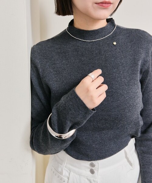 セール】【4色展開】プレート付きハイネックニット（ニット/セーター