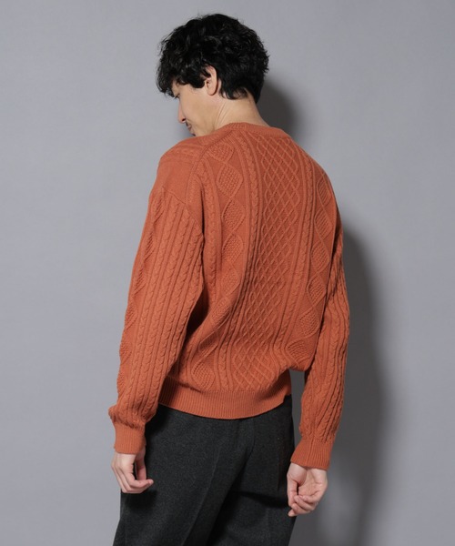 NANO universe（ナノユニバース）の「コットンMIXバルキーケーブルニット（ニット/セーター・メンズ・アイボリー/チャコール/レッド系その他2・S/M/L）」の22枚目の写真