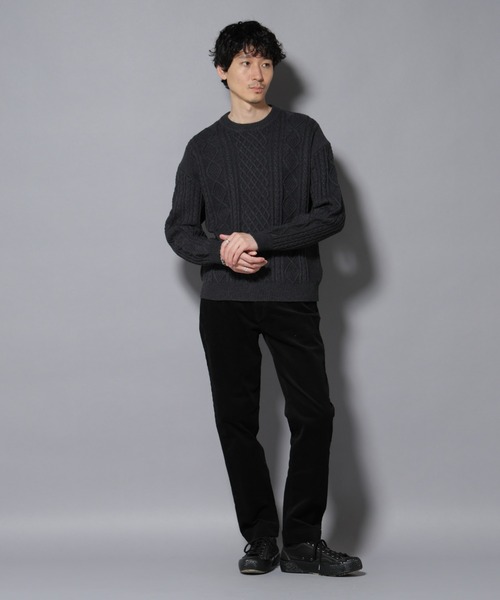 NANO universe（ナノユニバース）の「コットンMIXバルキーケーブルニット（ニット/セーター・メンズ・アイボリー/チャコール/レッド系その他2・S/M/L）」の13枚目の写真