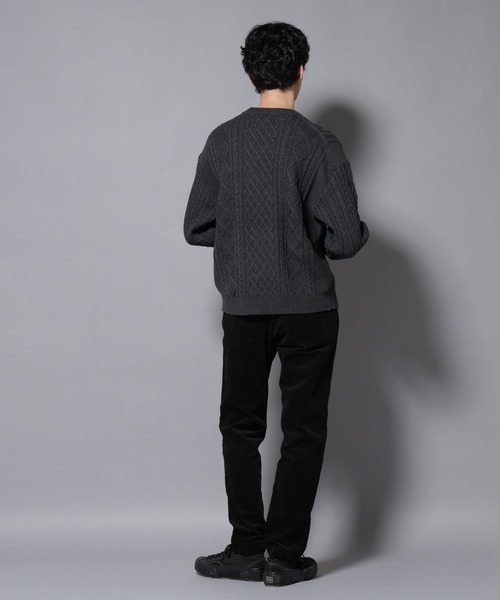 NANO universe（ナノユニバース）の「コットンMIXバルキーケーブルニット（ニット/セーター・メンズ・アイボリー/チャコール/レッド系その他2・S/M/L）」の10枚目の写真