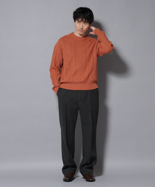 NANO universe（ナノユニバース）の「コットンMIXバルキーケーブルニット（ニット/セーター・メンズ・アイボリー/チャコール/レッド系その他2・S/M/L）」の20枚目の写真