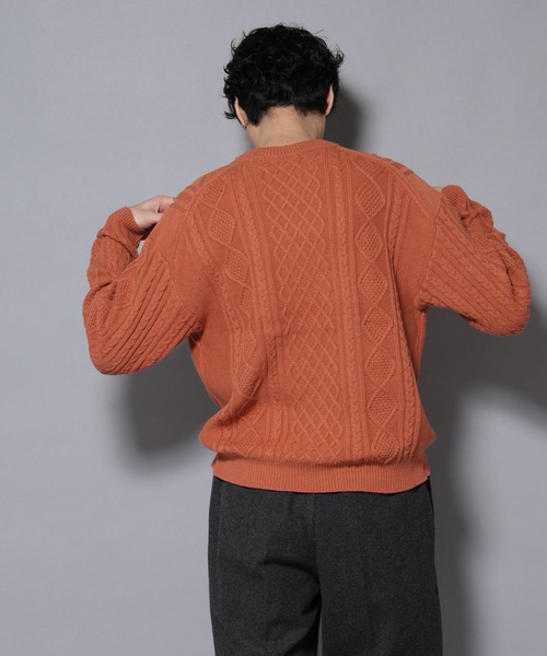 NANO universe（ナノユニバース）の「コットンMIXバルキーケーブルニット（ニット/セーター・メンズ・アイボリー/チャコール/レッド系その他2・S/M/L）」の21枚目の写真