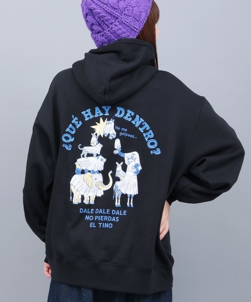 チチカカ（チチカカ）の「おばけアニマル裏起毛フーディー（パーカー・メンズ・ブラック/オートミール・FREE）」の2枚目の写真