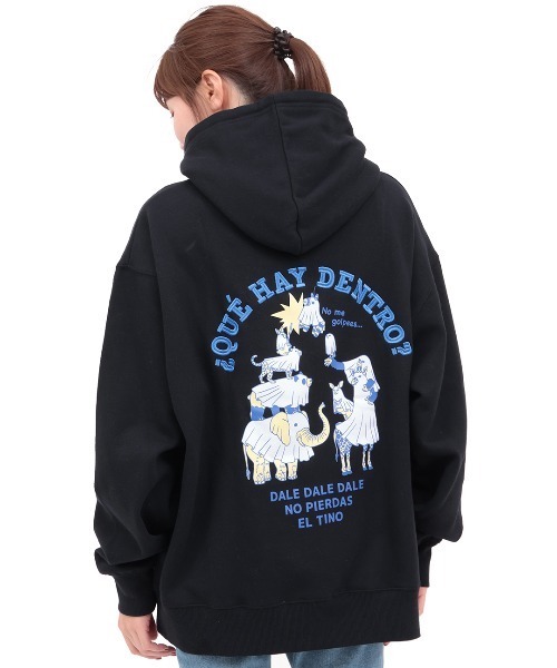 チチカカ（チチカカ）の「おばけアニマル裏起毛フーディー（パーカー・メンズ・ブラック/オートミール・FREE）」の7枚目の写真