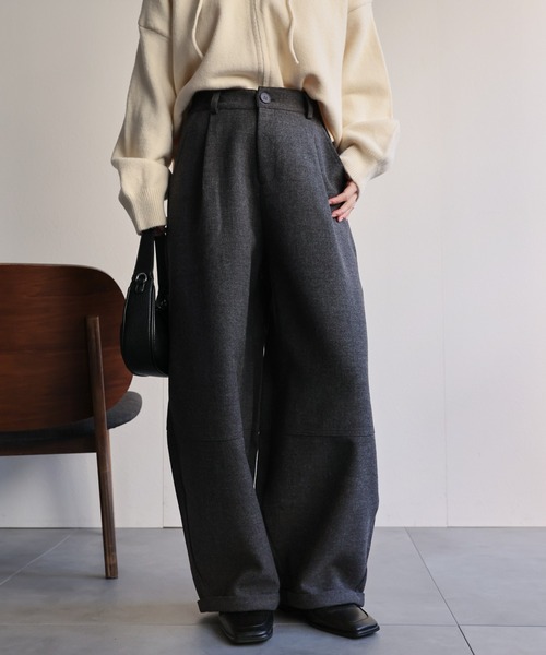 ap retro(アプレトロ)の「メランジ微起毛 バレルレッグパンツ / スラックスパンツ(その他パンツ・レディース・ブラウン/チャコール/ベージュ/ブラック・MEDIUM/LARGE)」の15枚目の写真
