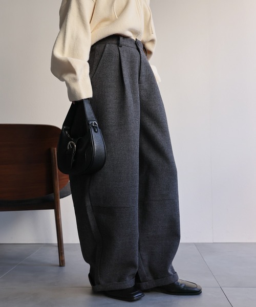 ap retro(アプレトロ)の「メランジ微起毛 バレルレッグパンツ / スラックスパンツ(その他パンツ・レディース・ブラウン/チャコール/ベージュ/ブラック・MEDIUM/LARGE)」の19枚目の写真