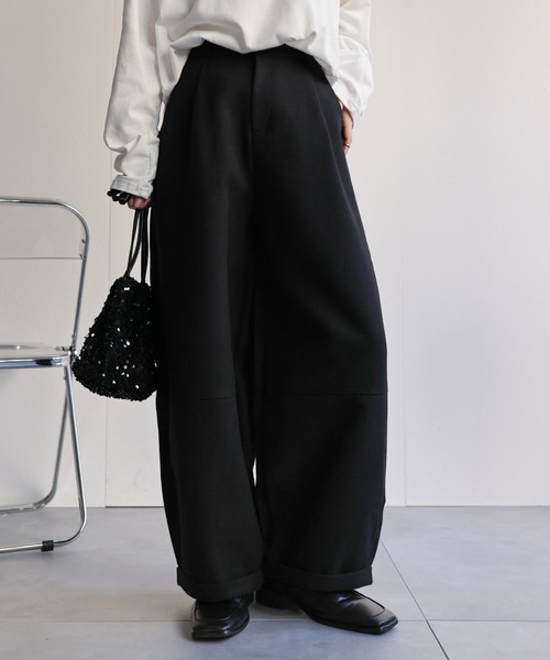ap retro(アプレトロ)の「メランジ微起毛 バレルレッグパンツ / スラックスパンツ(その他パンツ・レディース・ブラウン/チャコール/ベージュ/ブラック・MEDIUM/LARGE)」の8枚目の写真