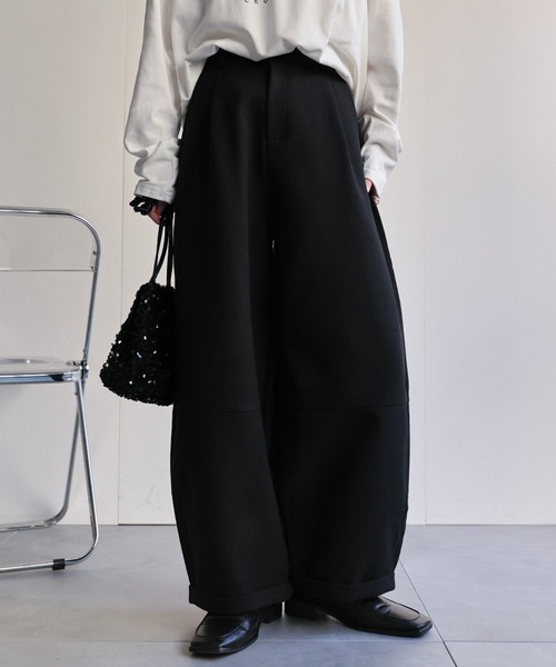 ap retro(アプレトロ)の「メランジ微起毛 バレルレッグパンツ / スラックスパンツ(その他パンツ・レディース・ブラウン/チャコール/ベージュ/ブラック・MEDIUM/LARGE)」の5枚目の写真