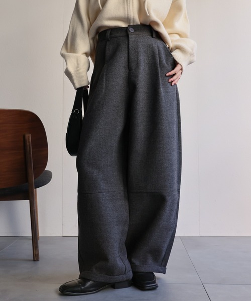 ap retro(アプレトロ)の「メランジ微起毛 バレルレッグパンツ / スラックスパンツ(その他パンツ・レディース・ブラウン/チャコール/ベージュ/ブラック・MEDIUM/LARGE)」の16枚目の写真