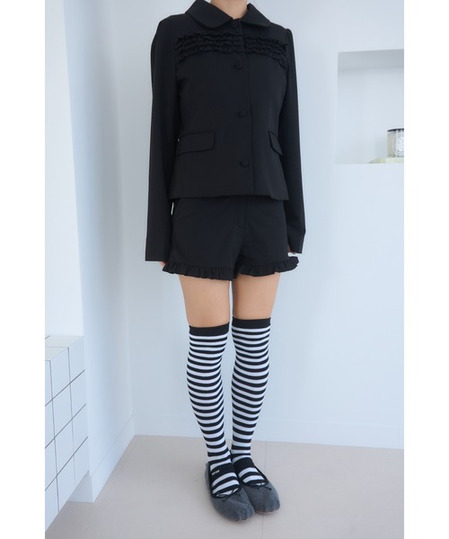Smyeon(スミョン)の「Frill short pants/フリルデザインショートパンツ(その他パンツ・レディース・ブラック/チャコールグレー・SMALL/MEDIUM)」の3枚目の写真