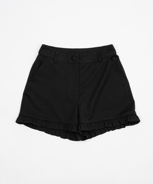 sheller シェリエ 黒 フリンジデザイン ショートパンツ S Frill short pants/フリルデザインショートパンツ（その他パンツ