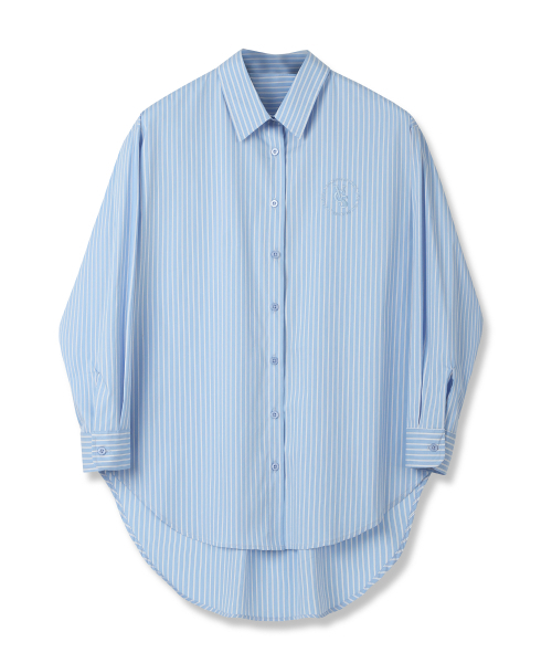 Vivacious(ビバシャス)の「Ciel Unbalance Stripe Shirt - 2COL(シャツ/ブラウス・レディース・スカイブルー/ブルー・SMALL/MEDIUM)」の6枚目の写真