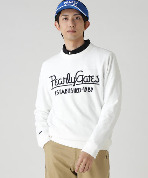 PEARLY GATES(パーリーゲイツ)の「【PEARLY GATES】裏付きクルーネックニットプルオーバー(ニット/セーター・メンズ・カーキ/ホワイト/ネイビー・LARGE/MEDIUM/X-LARGE/XX-LARGE)」の1枚目の写真