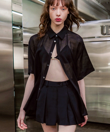 UNTAGE（アンテージ）の「Semi Sheer Short Sleeve Shirt [Black (UNISEX)]_UTS-SS62（シャツ/ブラウス）」