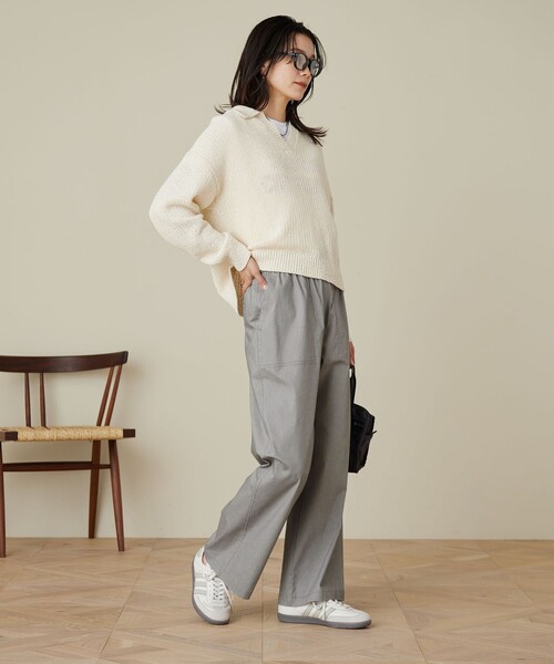 green label relaxing（グリーンレーベルリラクシング）の「［size SHORT/TALLあり］オルマイ LI/MIX ベイカー パンツ（その他パンツ・レディース・オフホワイト/ブラック/ライトグレー/ブラウン/ピンク/ベージュ/ネイビー/オリーブ/その他1・SHORT/34/36/38/40/42/44/TALL）」の13枚目の写真