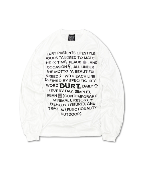 DURTの「SLOGAN LONG SLEEVE TEE (WHITE)(Tシャツ/カットソー・レディース・その他・LARGE/MEDIUM/SMALL/X-LARGE)」の1枚目の写真