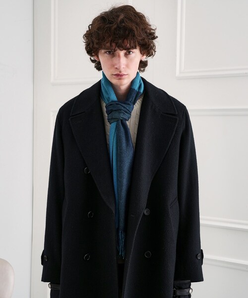 TAKEO KIKUCHI（タケオキクチ）の「【洗えるウールカシミヤ】グラデーションマフラー（マフラー・メンズ・ブラック系4/ワイン系1/ダークブラウン系4/ターコイズブルー系5・00）」の13枚目の写真