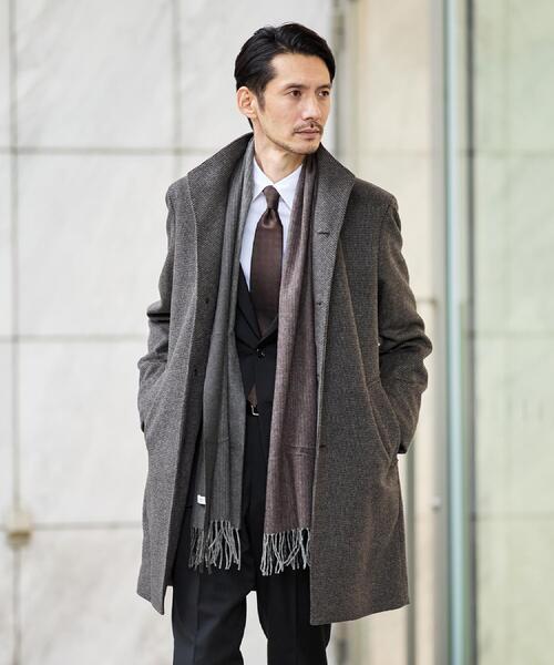 TAKEO KIKUCHI（タケオキクチ）の「【洗えるウールカシミヤ】グラデーションマフラー（マフラー・メンズ・ブラック系4/ワイン系1/ダークブラウン系4/ターコイズブルー系5・00）」の5枚目の写真