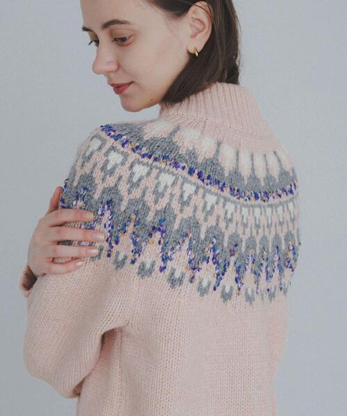 ニット　総柄　サイケデリック　くすみ感　オレンジ　ネイビー　ホワイト　おしゃれ Paul Smith（ポールスミス）の「ジグザグ プルオーバーニット（ニット