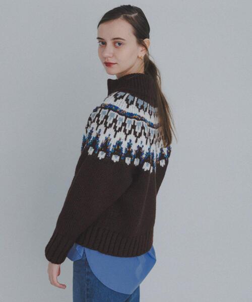 セール】ハーフZIP求心ノルディック柄ニット（ニット/セーター