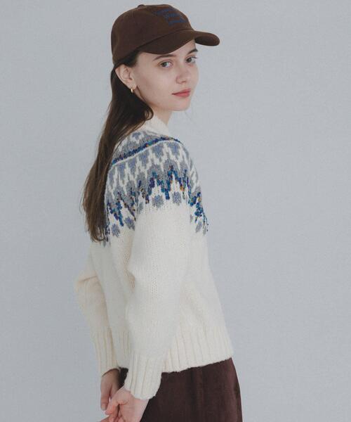 URBAN RESEARCH Sonny Label（アーバンリサーチサニーレーベル）の「ハーフZIP求心ノルディック柄ニット（ニット/セーター・レディース・ホワイト系その他/ピンク系その他/ブラウン系その他・FREE）」の16枚目の写真