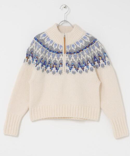URBAN RESEARCH Sonny Label（アーバンリサーチサニーレーベル）の「ハーフZIP求心ノルディック柄ニット（ニット/セーター・レディース・ホワイト系その他/ピンク系その他/ブラウン系その他・FREE）」の20枚目の写真