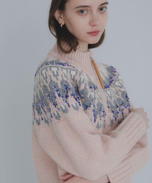 URBAN RESEARCH Sonny Label（アーバンリサーチサニーレーベル）の「ハーフZIP求心ノルディック柄ニット（ニット/セーター・レディース・ホワイト系その他/ピンク系その他/ブラウン系その他・FREE）」の22枚目の写真