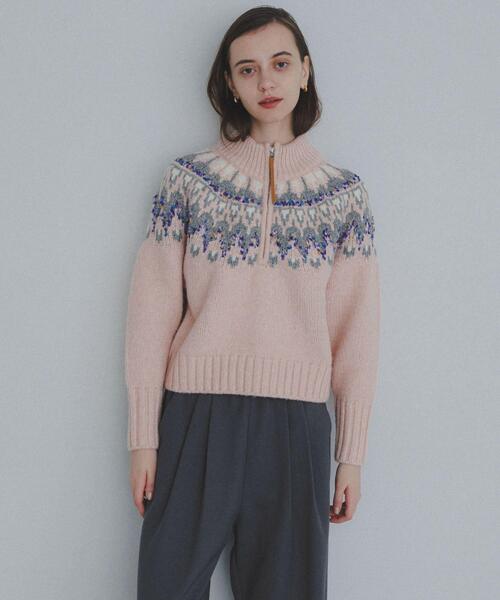 URBAN RESEARCH Sonny Label（アーバンリサーチサニーレーベル）の「ハーフZIP求心ノルディック柄ニット（ニット/セーター・レディース・ホワイト系その他/ピンク系その他/ブラウン系その他・FREE）」の6枚目の写真