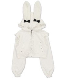 DARRDY（ダーディー）の「【DARRDY/ダーディー】うさ耳&しっぽ付きショート丈ジップパーカー/フリルスタッズ/セットアップ対応（パーカー）」