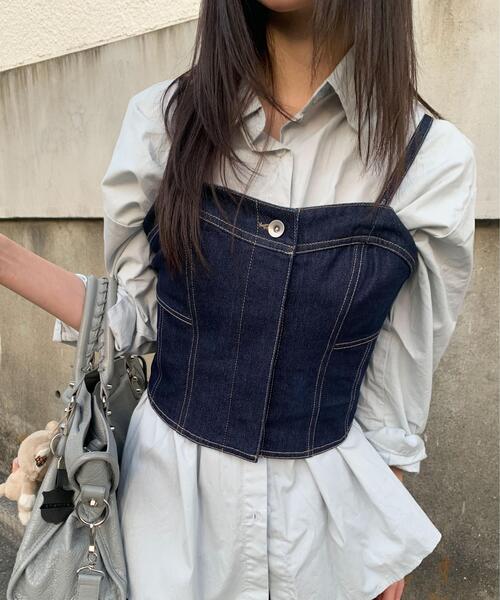 FREE'S MART（フリーズマート）の「◆パネル切り替えデニムビスチェ（シャツ/ブラウス・レディース・ワンウォッシュ/ブルー系その他/ホワイト系その他/ホワイト系その他2・FREE）」の19枚目の写真