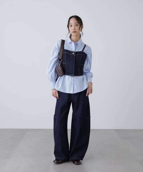 FREE'S MART(フリーズマート)の「◆パネル切り替えデニムビスチェ(シャツ/ブラウス・レディース・ホワイト系その他/ブルー系その他/ワンウォッシュ・FREE)」の4枚目の写真