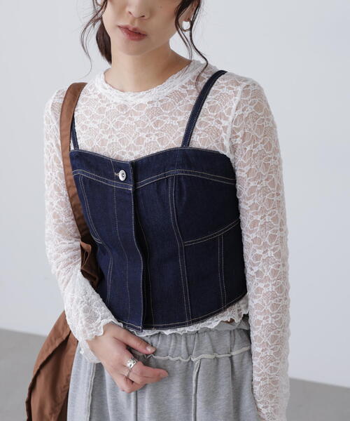 FREE'S MART(フリーズマート)の「◆パネル切り替えデニムビスチェ(シャツ/ブラウス・レディース・ホワイト系その他/ブルー系その他/ワンウォッシュ・FREE)」の6枚目の写真