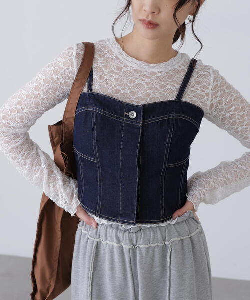 FREE'S MART(フリーズマート)の「◆パネル切り替えデニムビスチェ(シャツ/ブラウス・レディース・ホワイト系その他/ブルー系その他/ワンウォッシュ・FREE)」の7枚目の写真