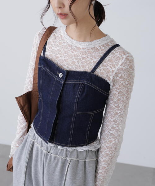 FREE'S MART(フリーズマート)の「◆パネル切り替えデニムビスチェ(シャツ/ブラウス・レディース・ホワイト系その他/ブルー系その他/ワンウォッシュ・FREE)」の8枚目の写真