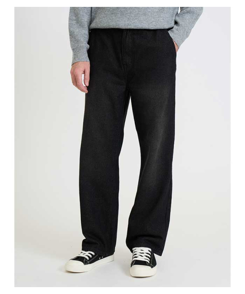 BLACKBROWN（ブラックブラウン）の「ワイドフィットバンディングデニムパンツ [WASHED BLACK]（デニムパンツ・メンズ・ブルー系その他・SMALL/MEDIUM/X-LARGE/XX-LARGE/LARGE）」の2枚目の写真