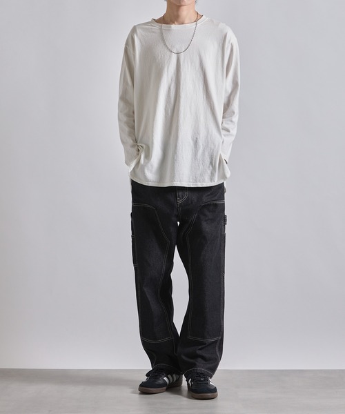 MAISON CLUB(メゾンクラブ)の「【MAISON CLUB】VINTAGE WASHED Recycled Denim DOUBLE KNEE WORK PANTS /ヴィンテージウォッシュリサイクルデニムパンツ ダブルニー(デニムパンツ・メンズ・ブラック/サックスブルー/ネイビー/グレー/ブラック系その他2・L/M/XL)」の6枚目の写真