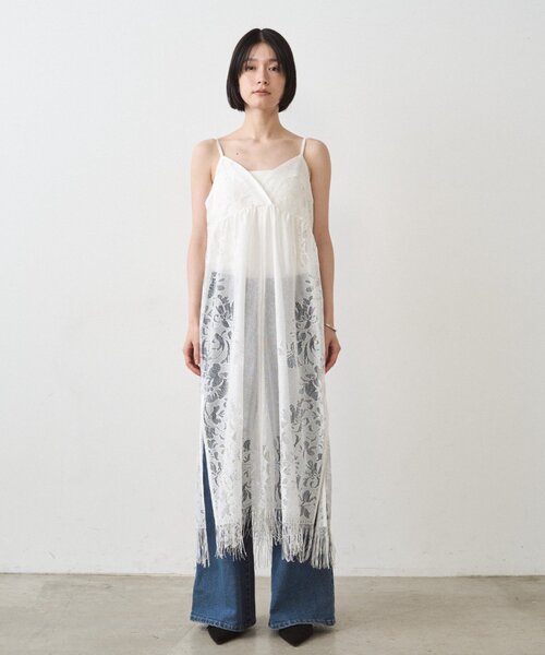 LOUNGEDRESS（ラウンジドレス）の「レースキャミワンピース（ワンピース・レディース・オフホワイト/ブラック・FREE）」の7枚目の写真
